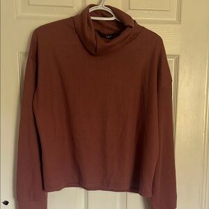 Cozy Clay Brown Cowl Neck Sweater with Relaxed Fit